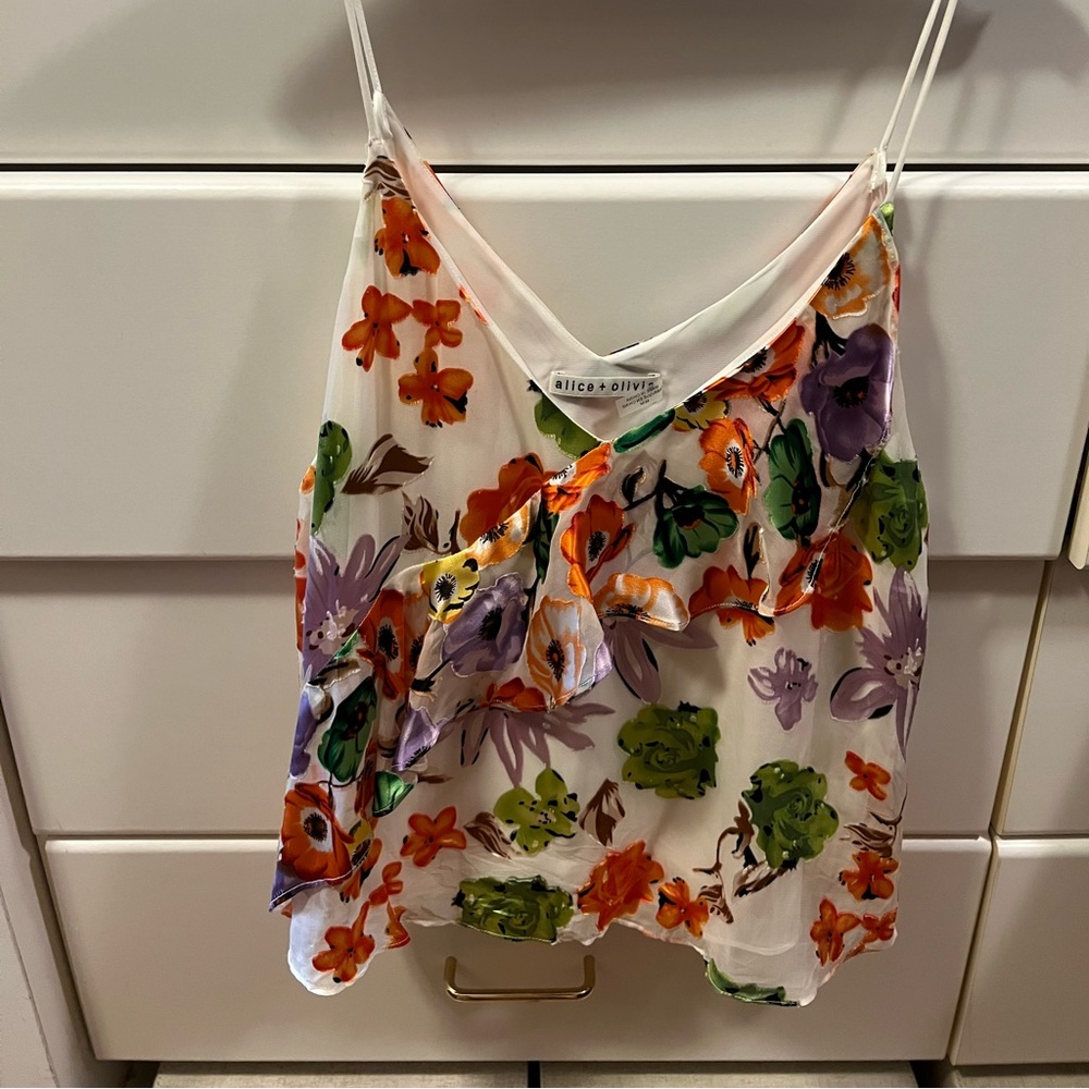 Alice + Olivia spaghetti floral tank